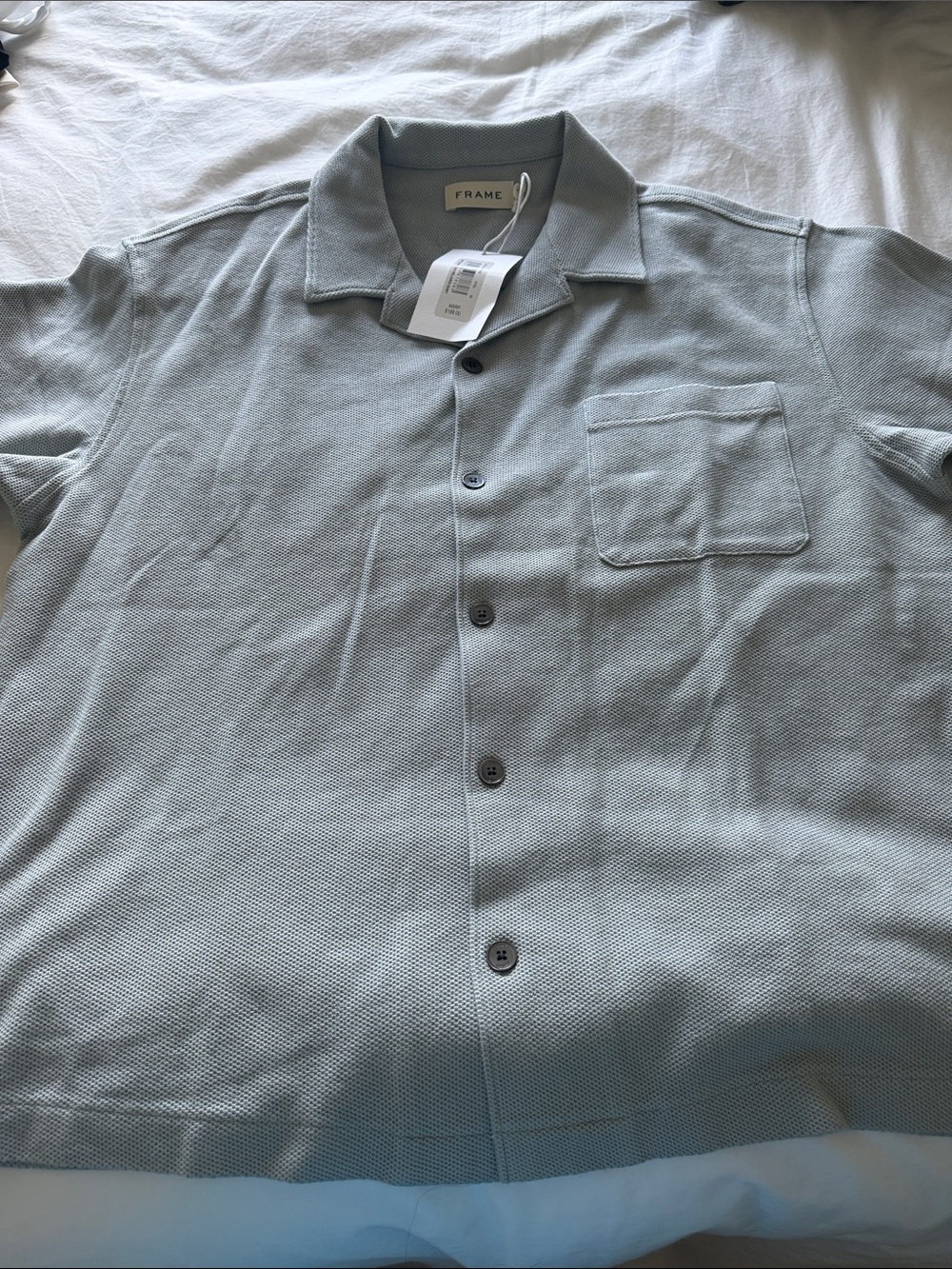 Frame Denim Men’s Pale Blue Short Sleeve Button-Up Shirt